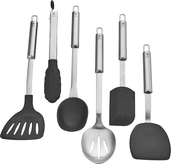 ZWILLING HENCKELS Cooking Tools 6-PC Kitchen Gadgets Sets with Spatula, Tongs, Cooking Spoon, 18/10 STAINLESS STEEL