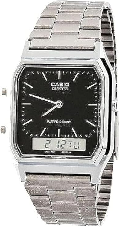 Casio AQ-230A-1D Casio Silver & Black Dual Time Watch - Silver / Silver Digit / Black / One Size