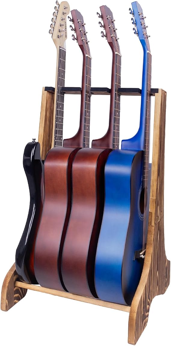 4 Multiple Guitar Stand Racks,Guitar Holder with Protective Velvet Band,Wooden Guitar Display Holder for Acoustic, Electric Guitar,Bass,Music Studio & Home (High-end wooden-4 Holder)