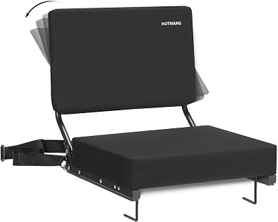 Chair - Stadium Seat with Back Support, Padded Foam Backs, 330LBS Weight Support, Portable, Foldable, Black