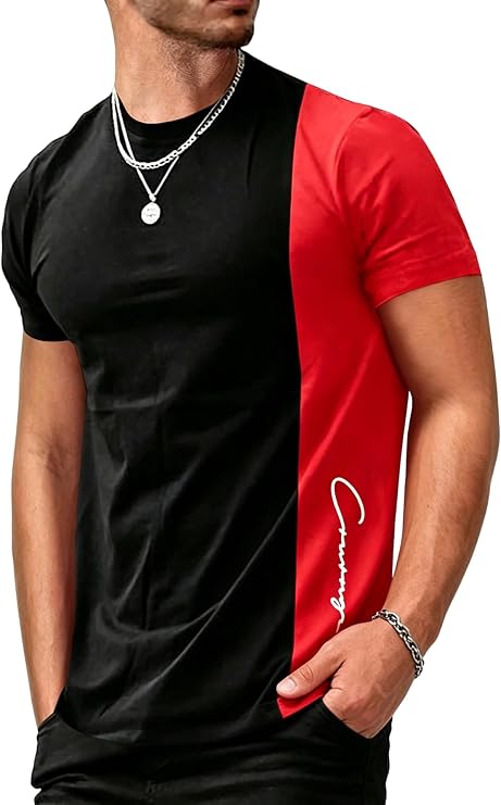 SOLY HUX Men's Color Graphic Letter Print Short Sleeve Casual T Shirt Tops