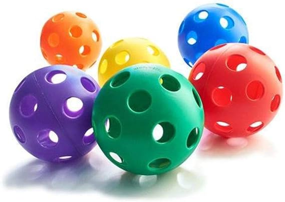 BSN Plastic Play Balls - Softball Size (Set of 6),Blue,Green,Orange,Purple,Red,White