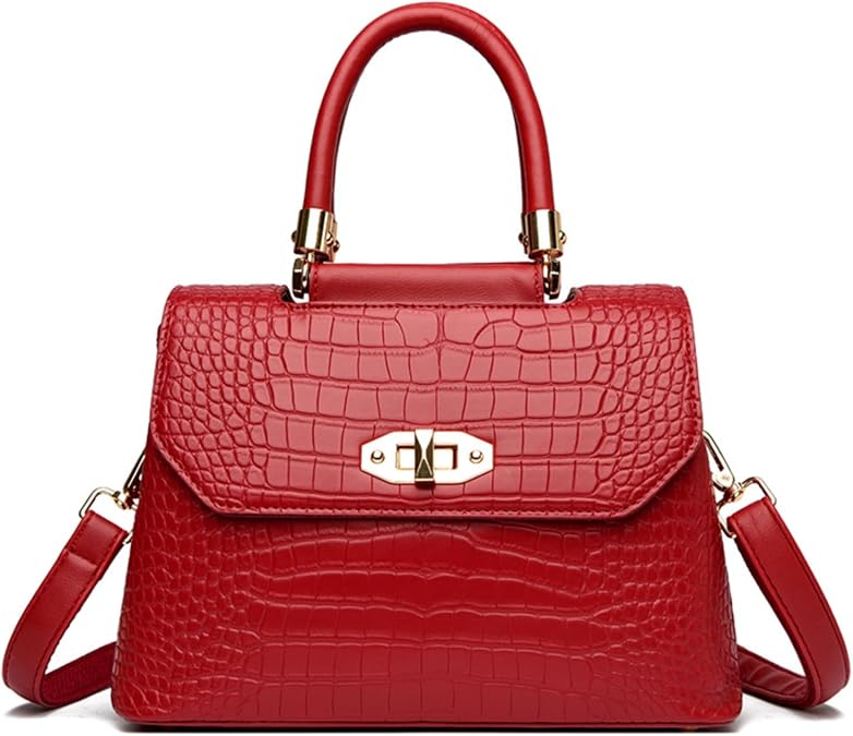 Xehuro Satchel Bag Handbag Top Handle Bag with Crocodile Pattern Shoulder Bag Briefcase for Women