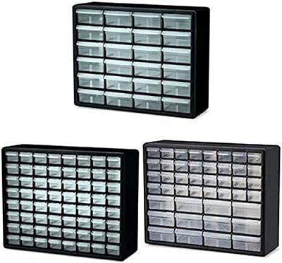 Akro-Mils 10124 24 Drawer Plastic Parts Storage Hardware and Craft Cabinet, 20-Inch x 16-Inch x 6.5-Inch, Black