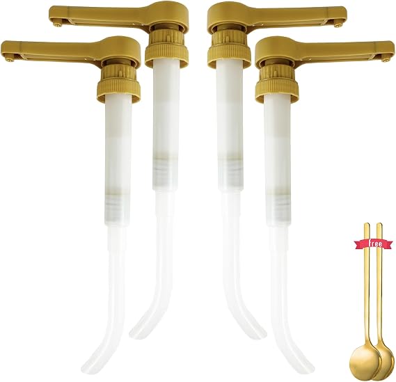 Sauce Pump for Torani Davinci 64oz, Ghirardelli 87.3 to 90.4 Fluid Ounce Bottles, 4 Pack Pump Dispenser for White Chocolate Mocha Caramel Sugar Free Sauces