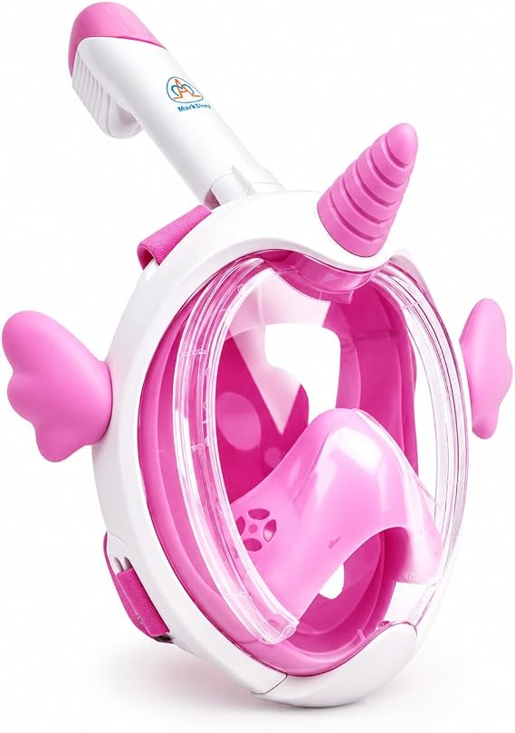 Snorkel Set Kids 6-14 – Full Face Snorkel Mask for Children, Unicorn Kids Snorkel Set with 180° Panoramic View, Anti-Fog & Anti-Leak Snorkel Mask -Gift for Boys & Girls