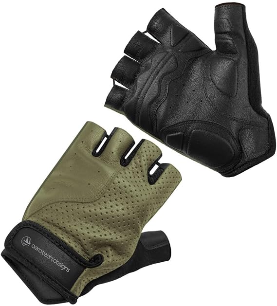 AERO|TECH|DESIGNS | Vintage Leather Gel Padded Palm Fingerless Gloves | Full Grain Genuine Leather