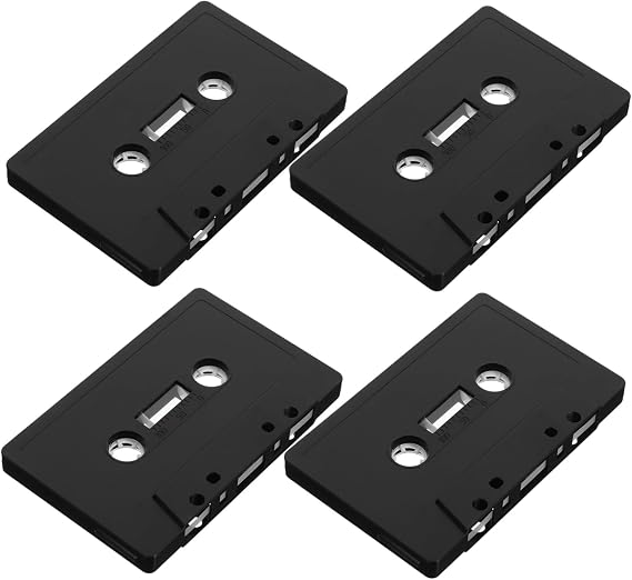 Blank Plastic Material 4pcs and for Black Audio Cassette Tapes Matte Finish , DIY Handcrafts Wall Decoration Suitable for Home and Office Use