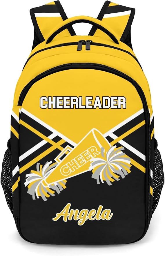 Personalized Cheer Yellow Black Cheerleader Backpack
