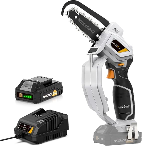 BATAVIA 6-Inch Mini Chainsaw Cordless with Riving Knife, 20V Professional Electric Power Chain Saw for Kickback Protection, 4.3" Cutting Depth Portable Tree Trimmer for Wood Cutting & Garden Pruning