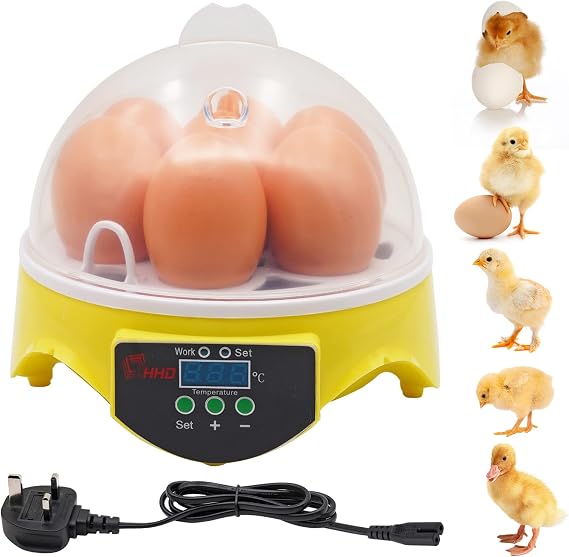 Egg Incubator, LED Digital Screen Poultry Hatcher, Automatic Turning, Intelligent Digital Temperature Control (UK Plug)