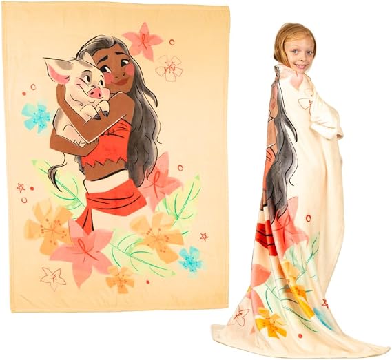 Disney Princess Moana Kids Bedding Super Soft Plush Throw Blanket, 46 in x 60 in, (Officially Licensed Product) By Franco