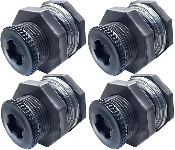 NPT 1/2 Female PVC Heavy-Duty Bulkhead Fitting with Plug, Silicon Seal Gasket Water Tank Connector for 1.5 Inch Hole Saw Rain Barrels, Aquariums 4Pcs (Thickened Version)