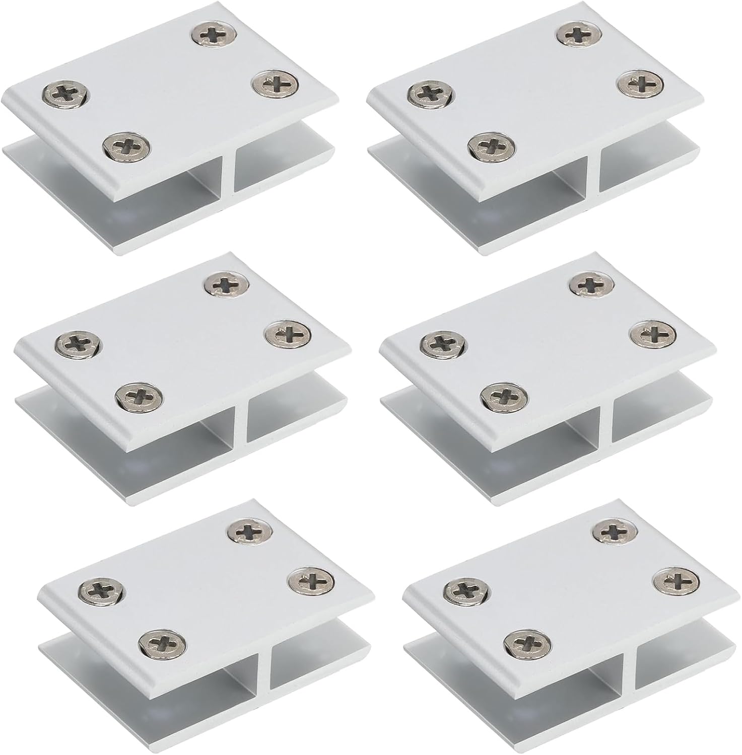 Glass Clamp for Glass 8-10mm Thickness Clamp Holder Bracket Adjustable Wood Glass Shelf Bracket Holder Bracket Clamp Cabinet Cupboard 180 Degrees Aluminum Alloy 6pcs, Silver