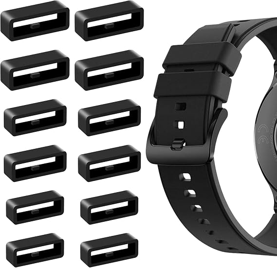 12Pcs Watch Band Keepers,Black Silicone Watchs Strap Holder Loops,Watch-Strap Keeper Replacement Bands Accessories for Smart Sport Watches Parts,Watch-Band Fastener Rings,18/20/22mm