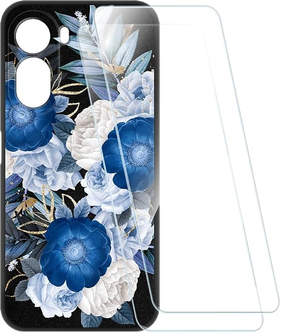 Redmi A7 Pro 4Gと互換性がある 強化ガラスとケース - フラワーズ 3