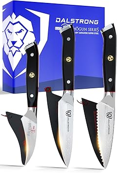 Dalstrong Paring Knife Set-Shogun Series 3pc-Damascus Japanese Super Steel Knife-3.5" Paring,3" Birds Beak,3.5" Serrated-Razor Sharp Kitchen Set-w/Sheaths