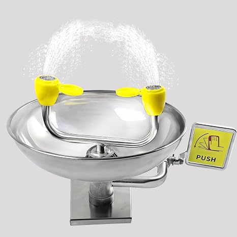 Eye Wash Station Emergency Wall-Mounted,Portable First Aid Eyewash Station Eye Irrigation Sign,Eye Washer for Labs/Factories/Buildings,Easy to Install and Operate Emergency Eye Wash Sink