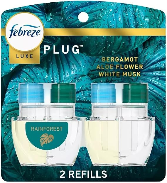 Febreze Odor-Fighting Fade Defy Plug Air Freshener Refill - Rainforest - (2) of 0.87 fl oz Refills
