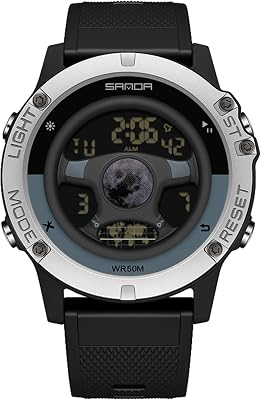 RORIOS Multifunctional Electronic Wristwatch Mens Creative Watch Fashion Digital Waterproof Sport Watches for Men with Resin Strap