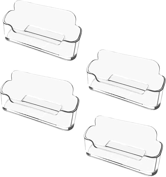 4Pcs Clear Acrylic Business Card Display, Personalised Business Card Stand, Desk Stand Holder for Desktop Office Front Desk