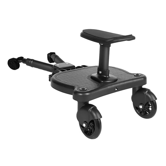 Universal Stroller Board with Detachable Seat, 2 in 1 Stand Stroller Glider Board, Stroller Scooter Standing Attachment for Most Strollers, Including Lightweight, Three-Wheeled Strollers