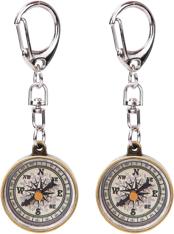 Pocket 2Pcs Outdoor Keychain Keychain for Camping Navigation Direction Tool
