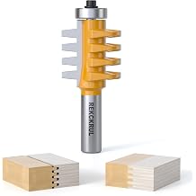 Professional Reversible Finger Joint Router Bit 1/2 Inch Shank - Carbide Tipped Woodworking Cutter for DIY Furniture, Cabinets, Doors, Cabinet, and Tables, Anti-Kickback Design
