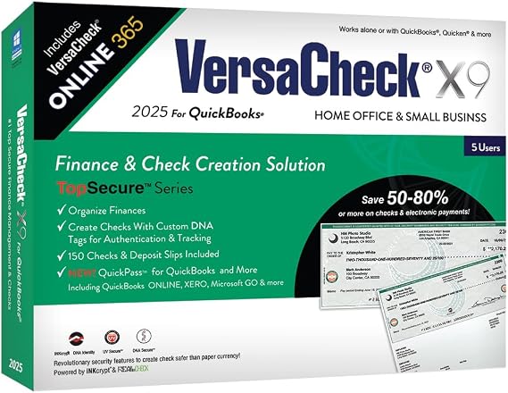 VersaCheck X9 2025 for QuickBooks 5 Users + VersaCheck ONLINE Gold 1yr Sub Bundle