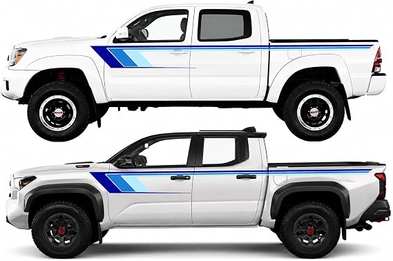 Retro Side Racing Stripes 3 Color TRD Graphics Compaible with Toyota Tacoma Vinyl Decal Sticker Compatible with Pick-Up SR5 89-97 1998 2005-2015 2016-2020 -2021-2024 (Style 2)