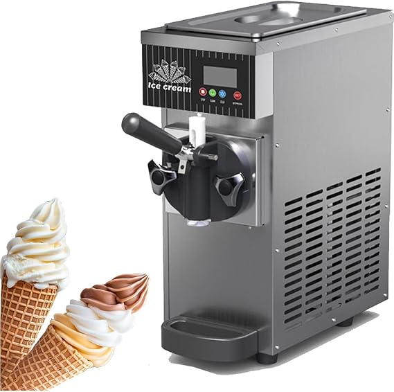 Ice Cream Machine for Home Soft Ice Cream Machine Commercial Ice Cream Making Machine Summer Snack Shop Cafe Desktop Ice Cream Maker Fruit Ice Cream Machine,Grey-ZB-BQL28