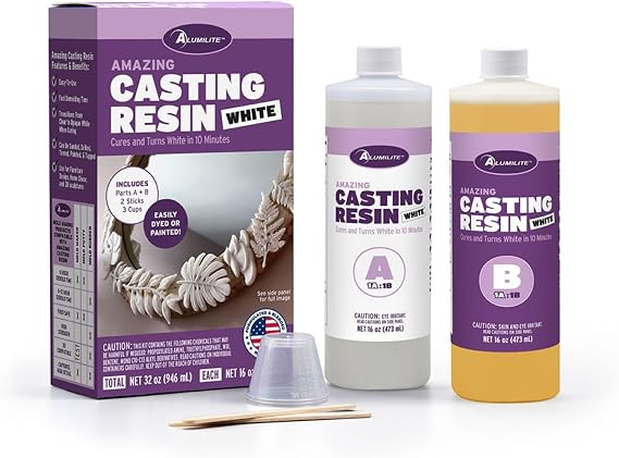 Alumilite Amazing Casting Resin White 32 Oz,Urethane Resin for Art & Crafts | 30-Minute Demold Time, Ideal for Small to Large Durable Pieces, Furniture, Cosplay Props, Jewelry, and Architecture Molds