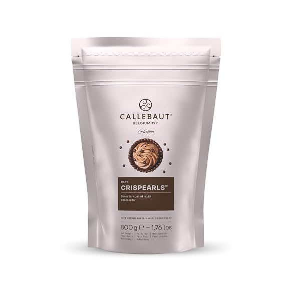 Callebaut Dark Crispearls 800g Bag | 811 dark chocolate meets crispy toasted cereals for a perfect balance of smooth and crunchy in every bite