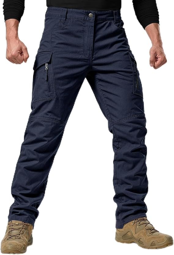Tactical Pants for Men Water Resistant Ripstop Lightweight Cargo Hiking Work Pants with 9 Pockets