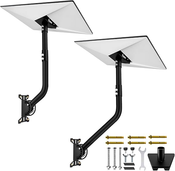 Gen 3 Wall Mount for Starlink Standard 4/4X/V3 Dish, Heavy Duty Alloy Steel Bracket with 8 & 10 Inch Extension Pole, Weatherproof Roof Mount Kit with Installation Hardware, Black (One Set)