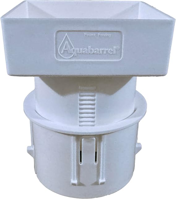 Aquabarrel 4x4x4 Adjustable Gutter Downspout Adapter fits Any 4" Round Pipe - White