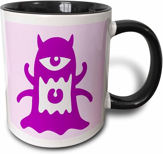 3dRose Critters. Little Monsters. Funny Creatures. Kids decor. Popular 11oz Two-Tone Black Mug