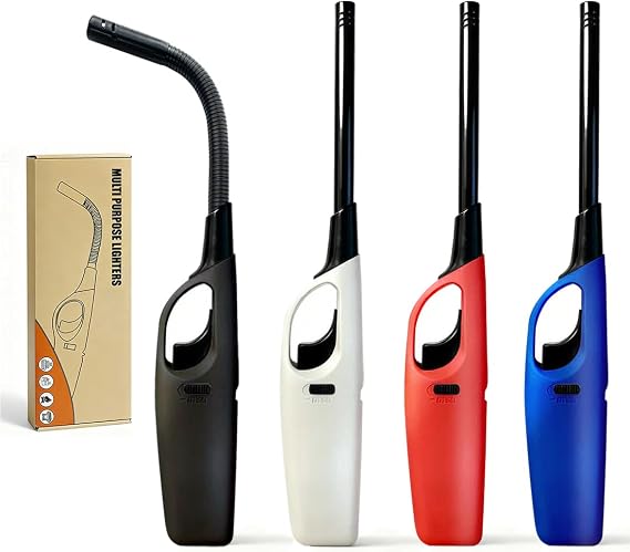 4 Pack Butane Lighter Long Lighters Candle Lighter Refillable Lighters