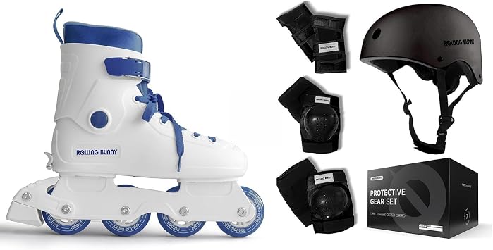 Inline Skates Adjustable & Skating Protective Gear Set for Women Girls