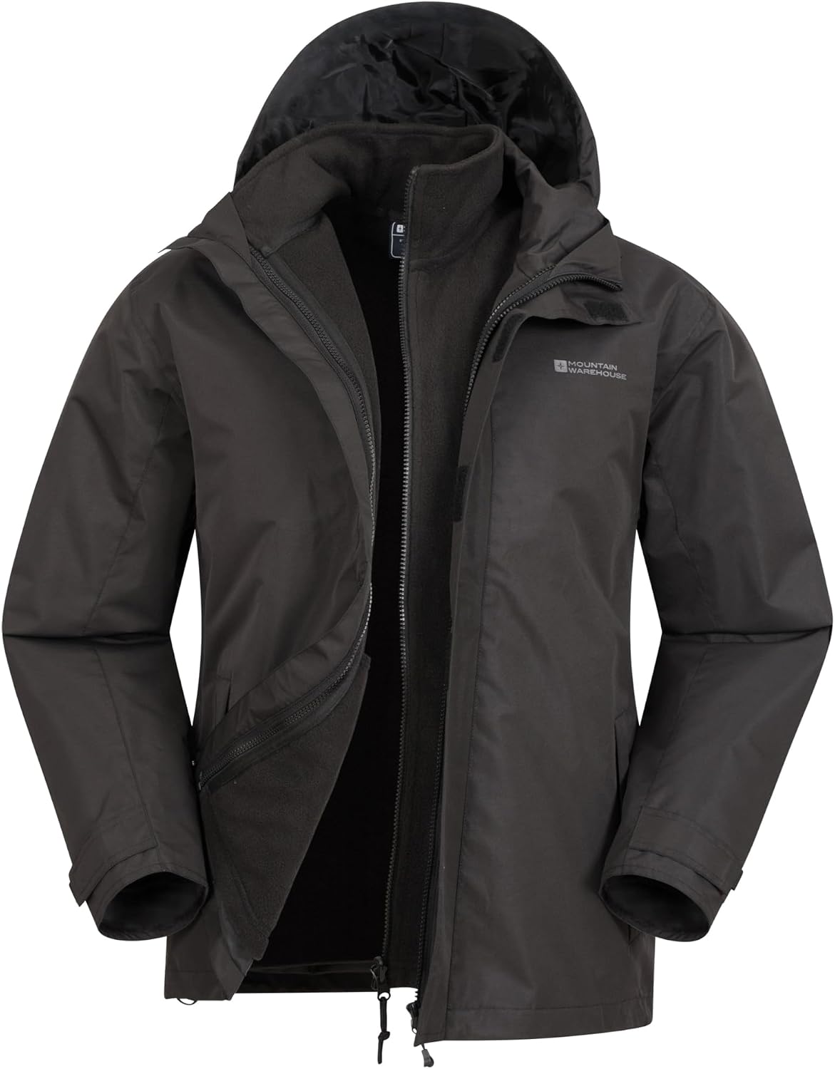 Mountain Warehouse Fell 3 in 1 Men's Outdoor Jacket Waterproof Breathable Rain Jacket for Men Multifunctional Outdoor Men Jacket Camping Jacket