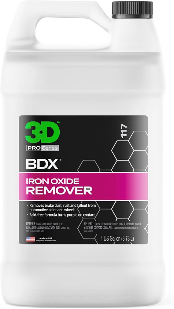 3D BDX Iron Remover Fast Acting Fallout & Brake Dust Cleaner | Purple Color-Changing Spray for Wheels & Paint | Acid-Free | Made in USA | Car Detailing | 1 Gallon