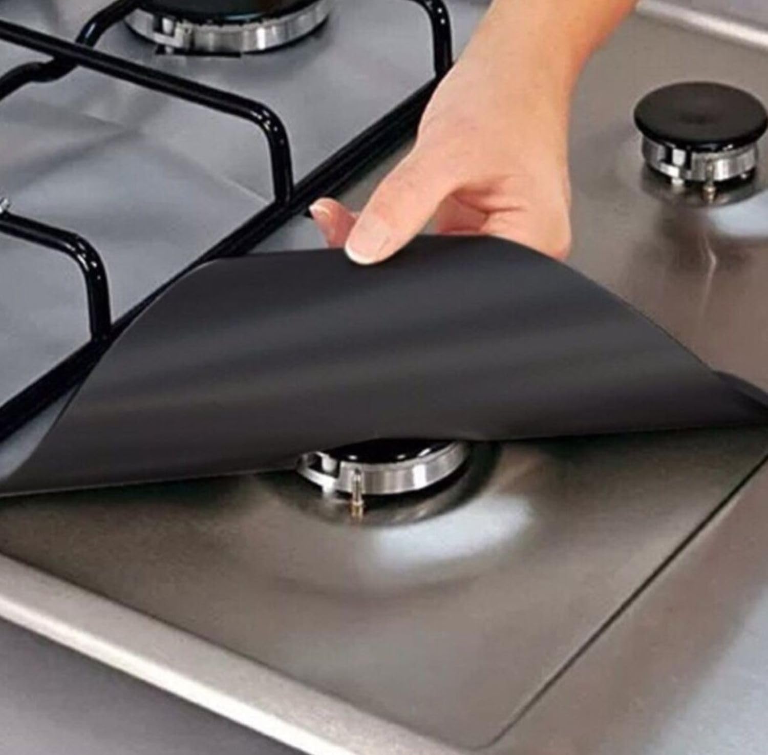 Busstier Premium Fireproof Nonstick Stove Protector Set: 4-Piece Black, Easy to Clean Reusable Coatings