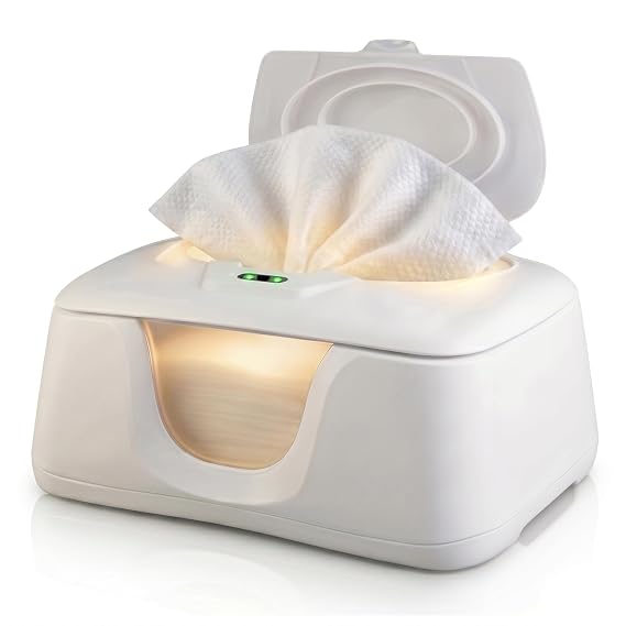GOGO Pure Wet Wipe Warmer | Dispenser for Baby, Make Up, Adult Care - Auto Off Lights for Nighttime Changes, Dual Heat for Comfort, Top Heating, Moisture Lock Silicone and Large Capacity- Amazon only