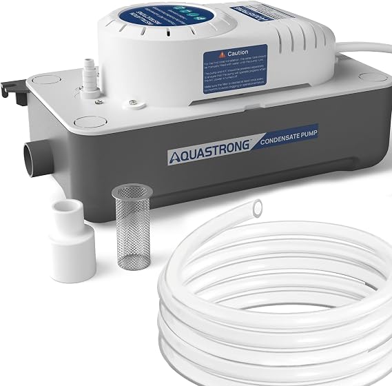 Aquastrong 1/38HP HAVC Condensate Pump with Tubing, 85 Gallon, 115V/230V, Automatic Safety Switch, AC Condensate Removal for Air Conditioner, Furnace, Dehumidifier, 3.3' Power Cord