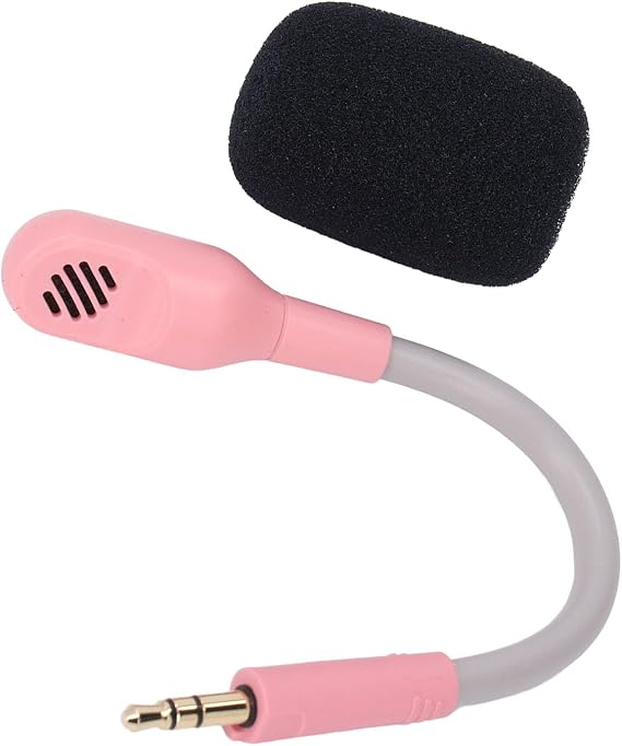 Gaming Mic, Headset Microphone for Barracuda X Gaming Headset Mic Replacement 3.5mm Microphone Professional 3.5mm Detachable Gaming Boom Microphone (Pinkish)