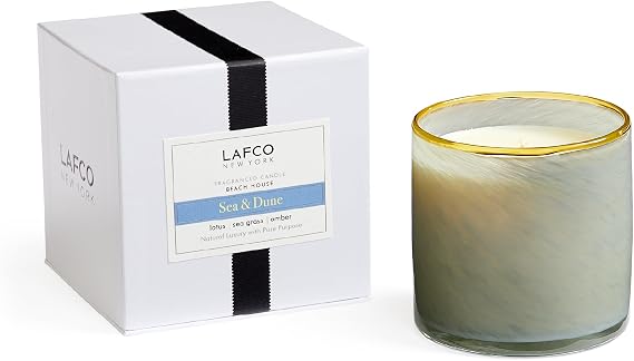 LAFCO New York Signature Candle, Sea & Dune - 15.5 oz - 90-Hour Burn Time - Reusable, Hand Blown Glass Vessel - Made in the USA