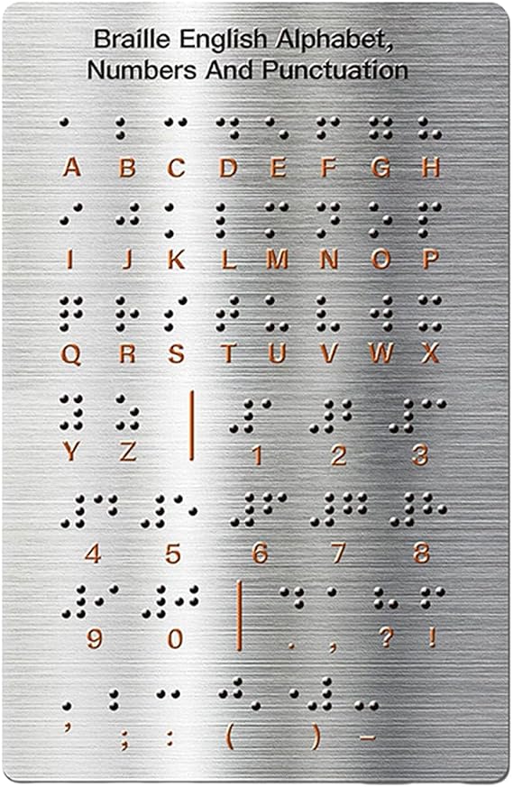 Braille Alphabet Board with Raised Dots Punctuation,Aluminum Letter Fingerboard for Beginners,Portable Braille Teaching Aid,Board Braille Instruction Tool,Visually Impaired Products for Blind People