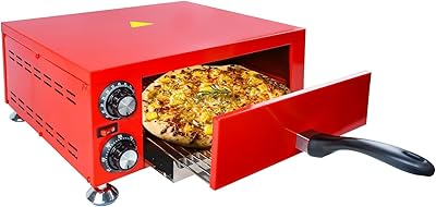YOOKTEN Indoor Pizza Oven Countertop Electric 12 Commercial Stainless Steel Pizza Maker With 60 Minutes Timer, Red
