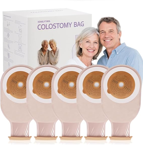 100 Pcs Colostomy Bags,20-65mm Ostomy Supplies, One-Piece Ostomy Bags for Lleostomy Stoma Care, Cut-to-Fit Non Woven Fabric Anti Swelling Bag Lock Design