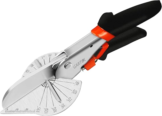 GARTOL Miter Shears, 45-135 Adjustable Angle Cutter for Shoe Moulding, Quarter Round and PVC, SK5 Steel Trim Scissors (Tool Only)